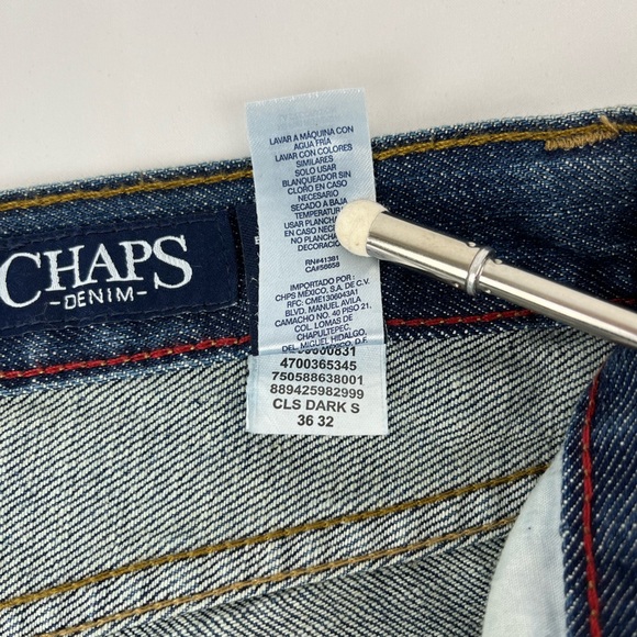NWT Men’s Chaps Straight Fit Denim Jeans Medium Dark Blue Wash 36” x 32” - Picture 8 of 16